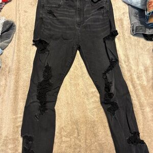 American Eagle Outfitters Women's Distressed Black Skinny Jeans